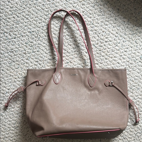Lodis Pink and Tan Leather Tote Bag - Picture 1 of 8